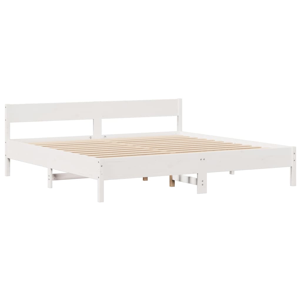 vidaXL Cama con estantería sin colchón madera maciza blanca 180x200 cm