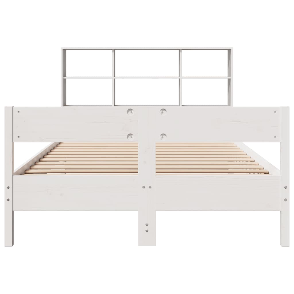 vidaXL Cama con estantería sin colchón madera maciza blanca 160x200 cm