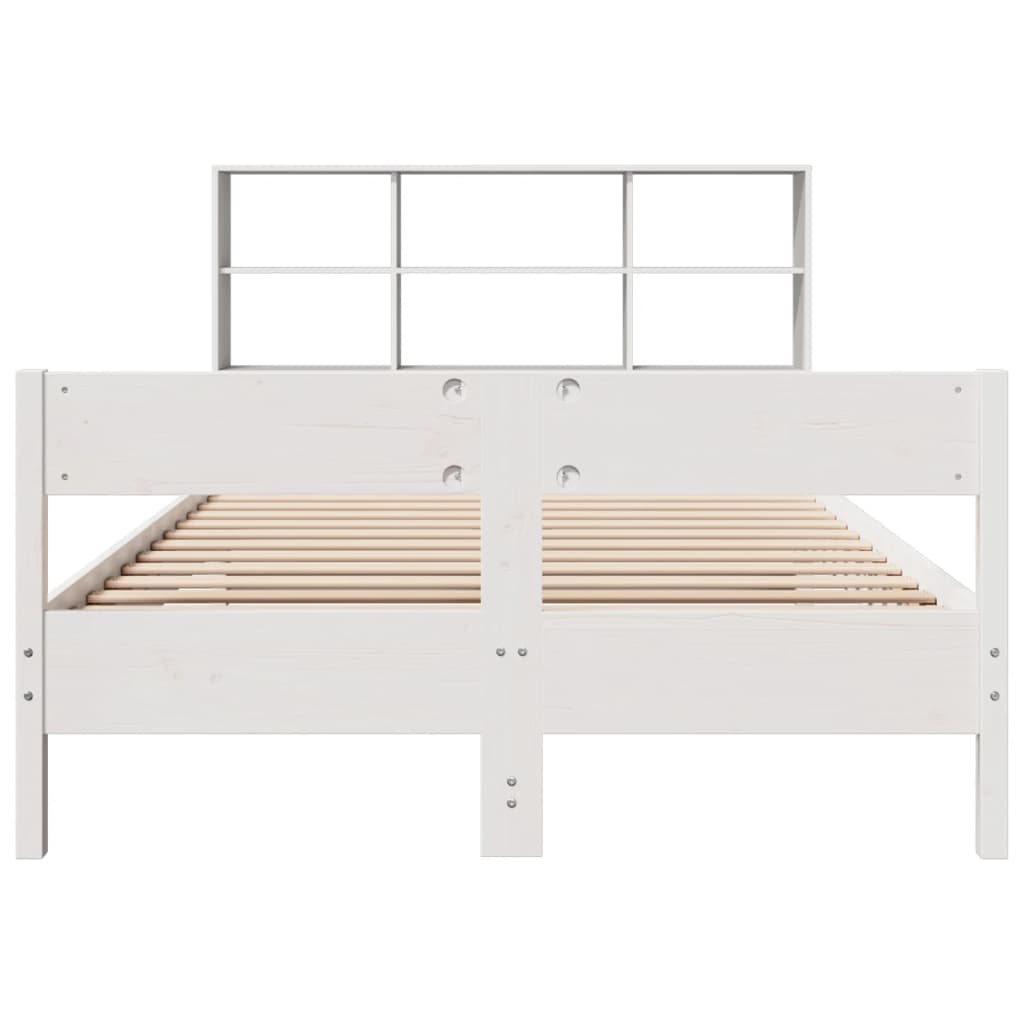 vidaXL Cama con estantería sin colchón madera maciza blanca 150x200 cm