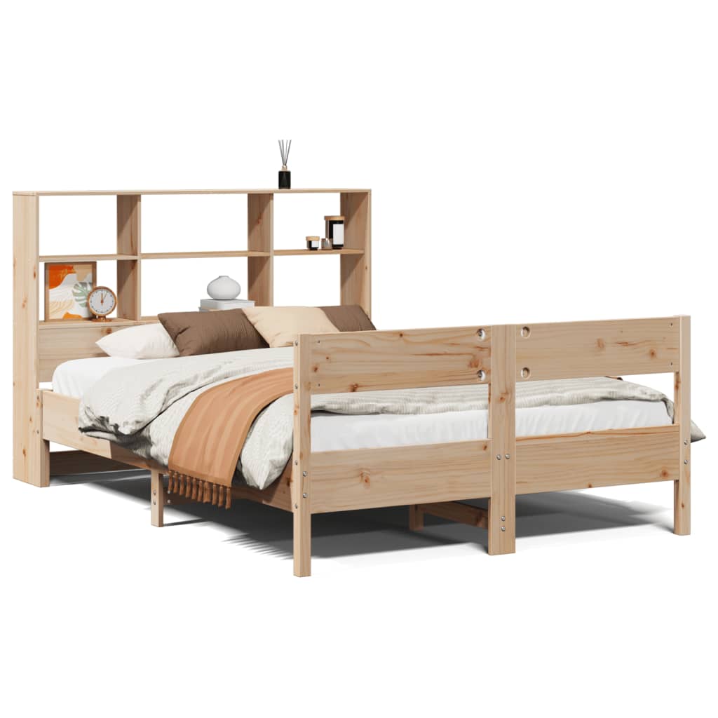 vidaXL Cama con estantería sin colchón madera maciza de pino 140x200cm