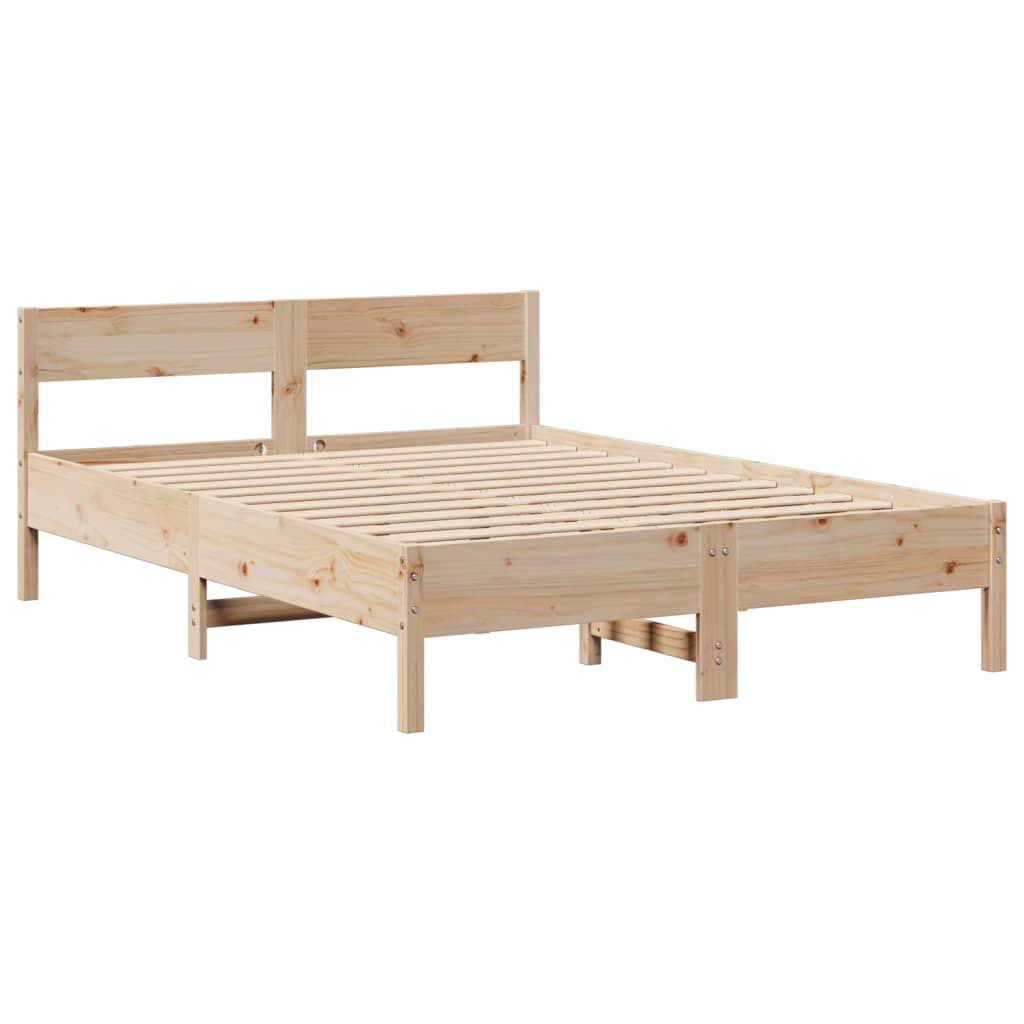 vidaXL Cama con estantería sin colchón madera maciza de pino 140x200cm