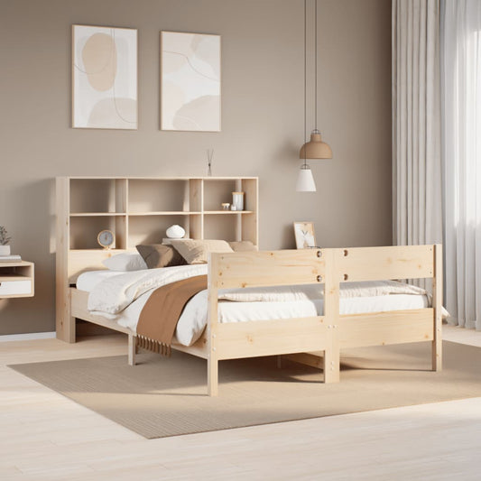 vidaXL Cama con estantería sin colchón madera maciza de pino 140x200cm