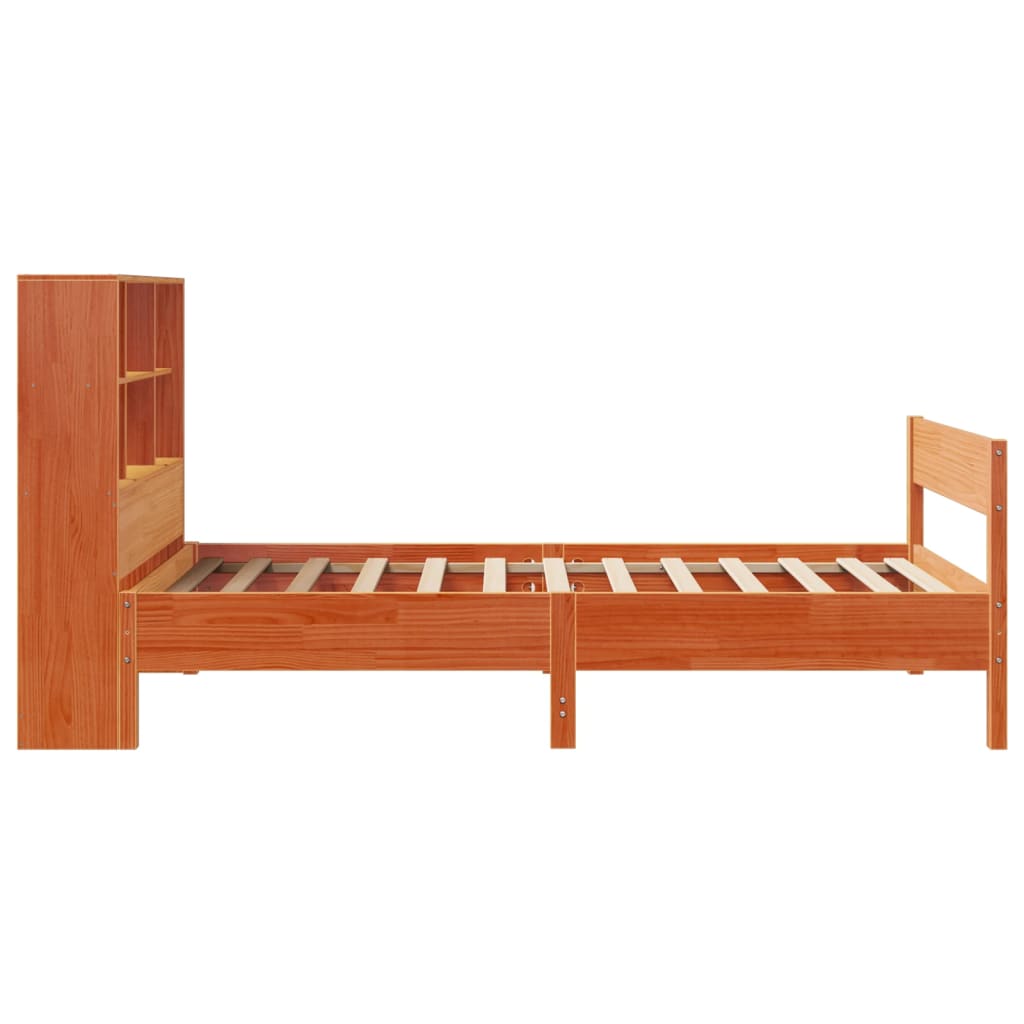 vidaXL Sofá con estantería sin colchón madera maciza marrón 90x200 cm