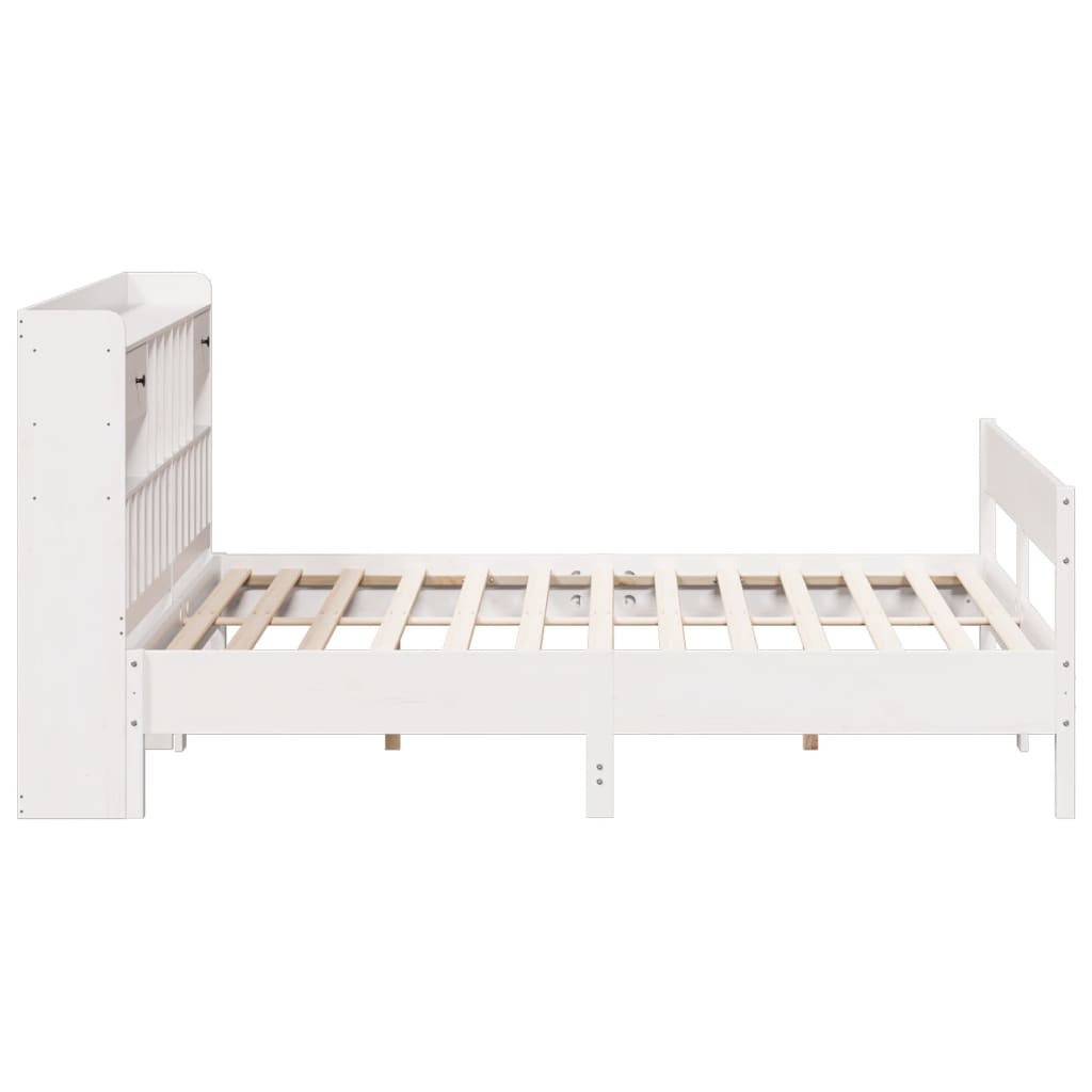 vidaXL Cama con estantería sin colchón madera maciza blanca 200x200 cm