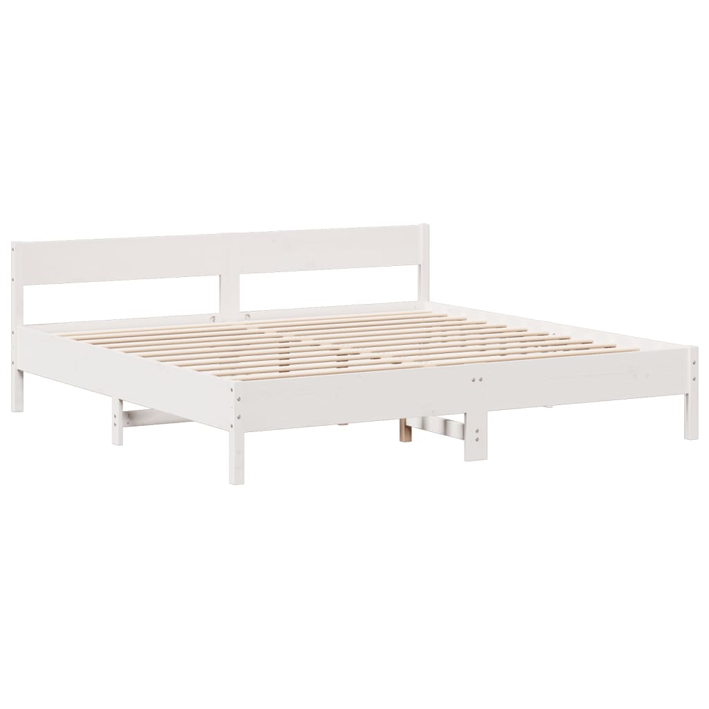 vidaXL Cama con estantería sin colchón madera maciza blanca 200x200 cm