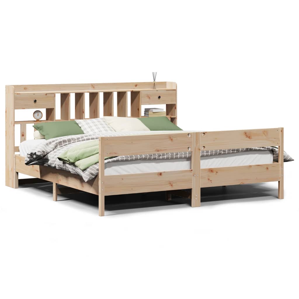 vidaXL Cama con estantería sin colchón madera maciza de pino 180x200cm