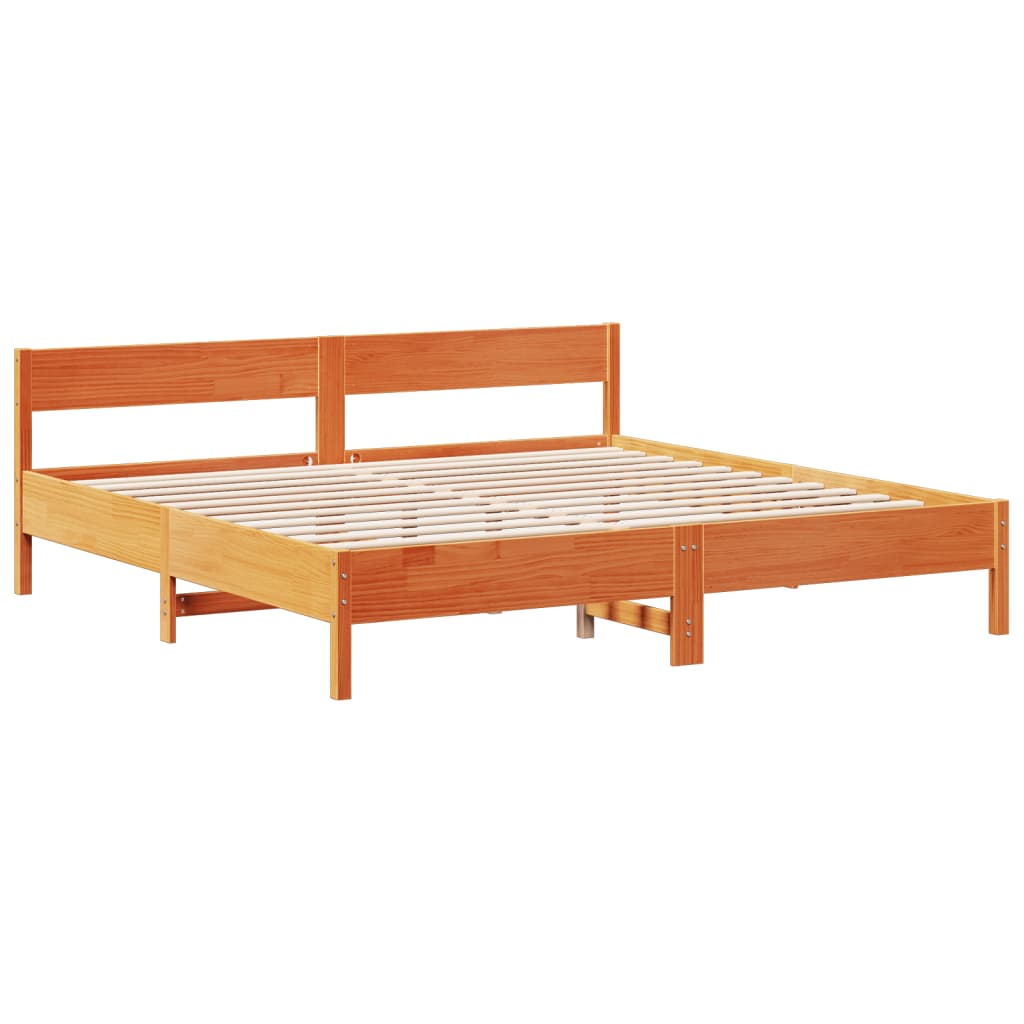 vidaXL Cama con estantería sin colchón madera maciza marrón 180x200cm