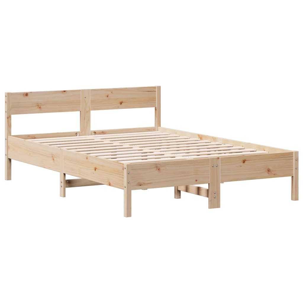 vidaXL Cama con estantería sin colchón madera maciza de pino 160x200cm