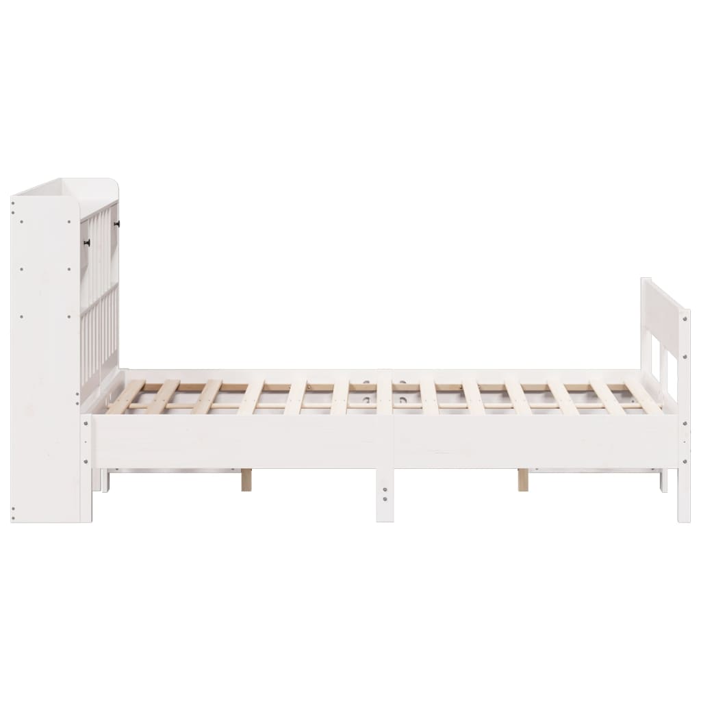 vidaXL Cama con estantería sin colchón madera maciza blanca 140x200 cm