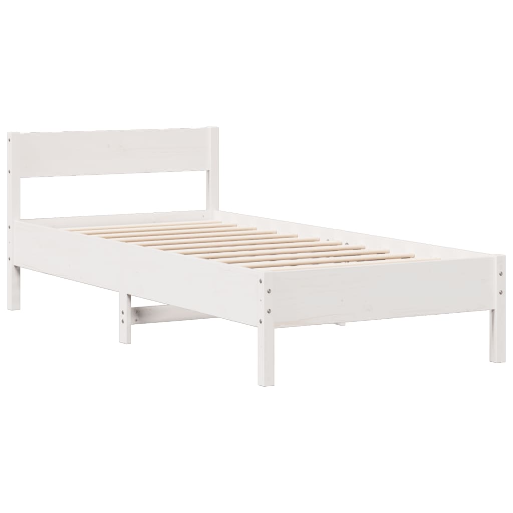 vidaXL Cama con estantería sin colchón madera maciza blanca 100x200 cm