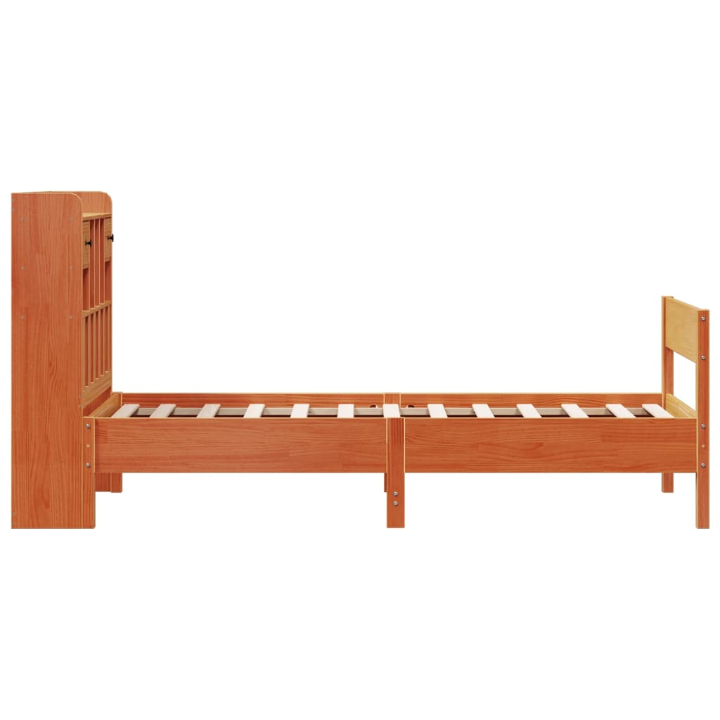 vidaXL Cama con estantería sin colchón madera maciza marrón 100x200 cm