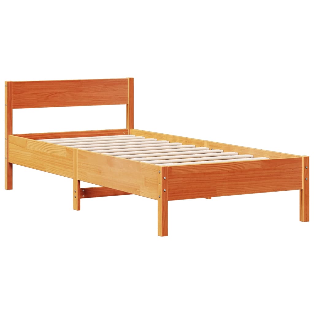 vidaXL Cama con estantería sin colchón madera maciza marrón 100x200 cm