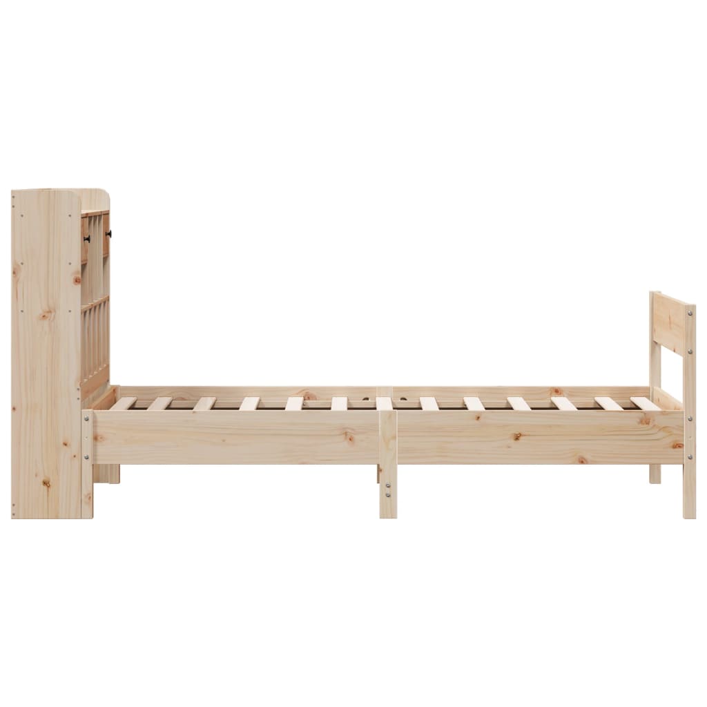 vidaXL Cama con estantería sin colchón madera maciza de pino 75x190 cm