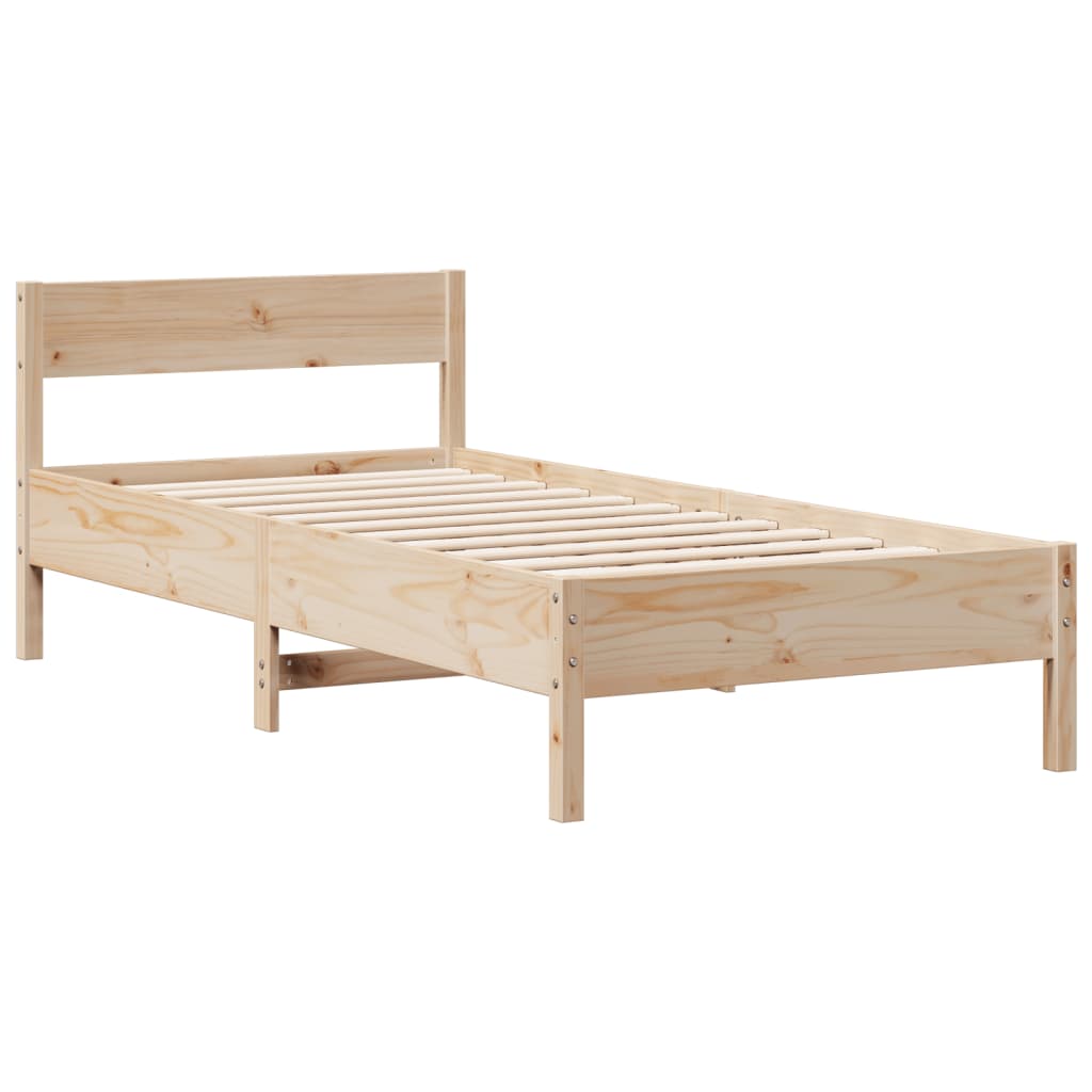 vidaXL Cama con estantería sin colchón madera maciza de pino 75x190 cm