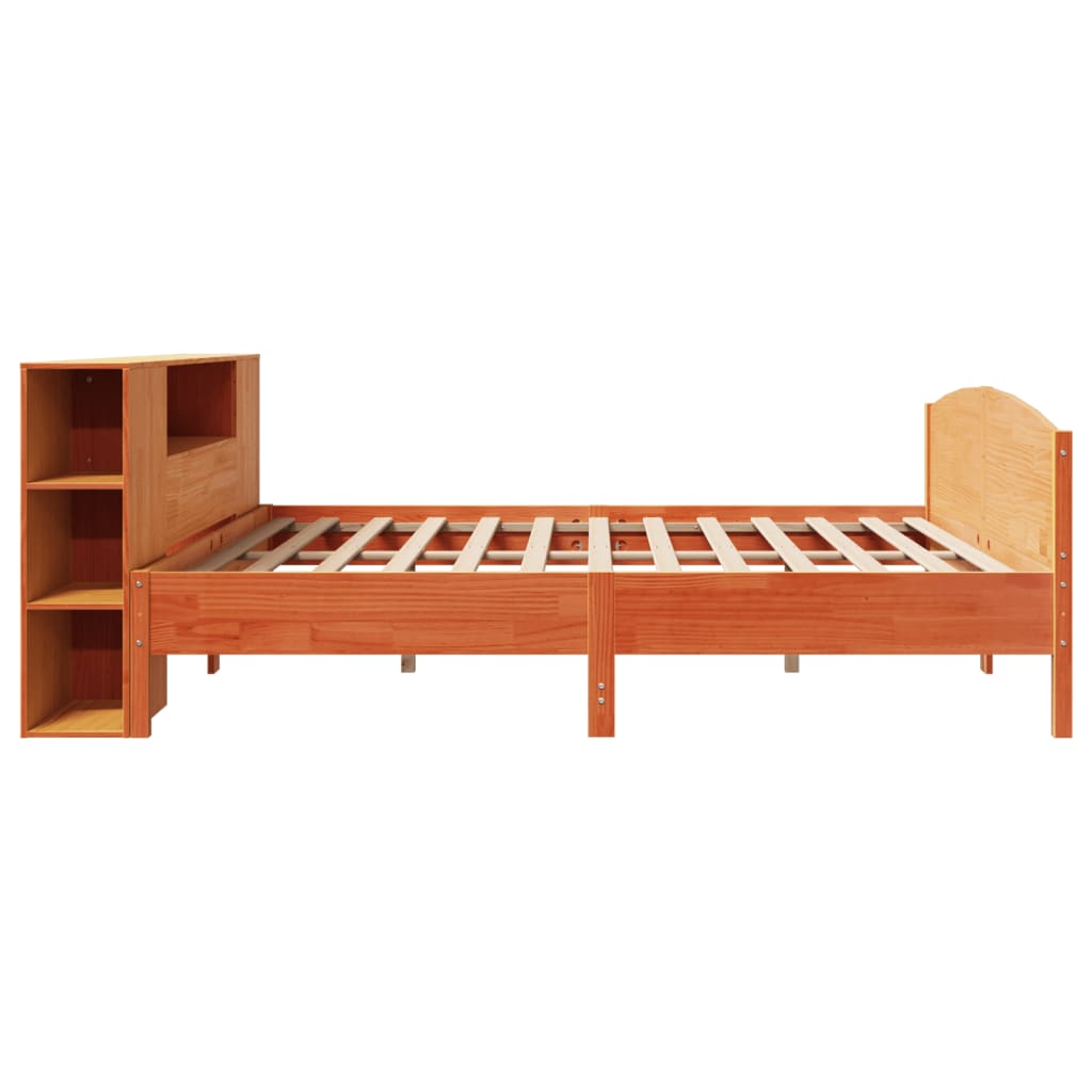 vidaXL Cama con estantería sin colchón madera maciza marrón 200x200 cm