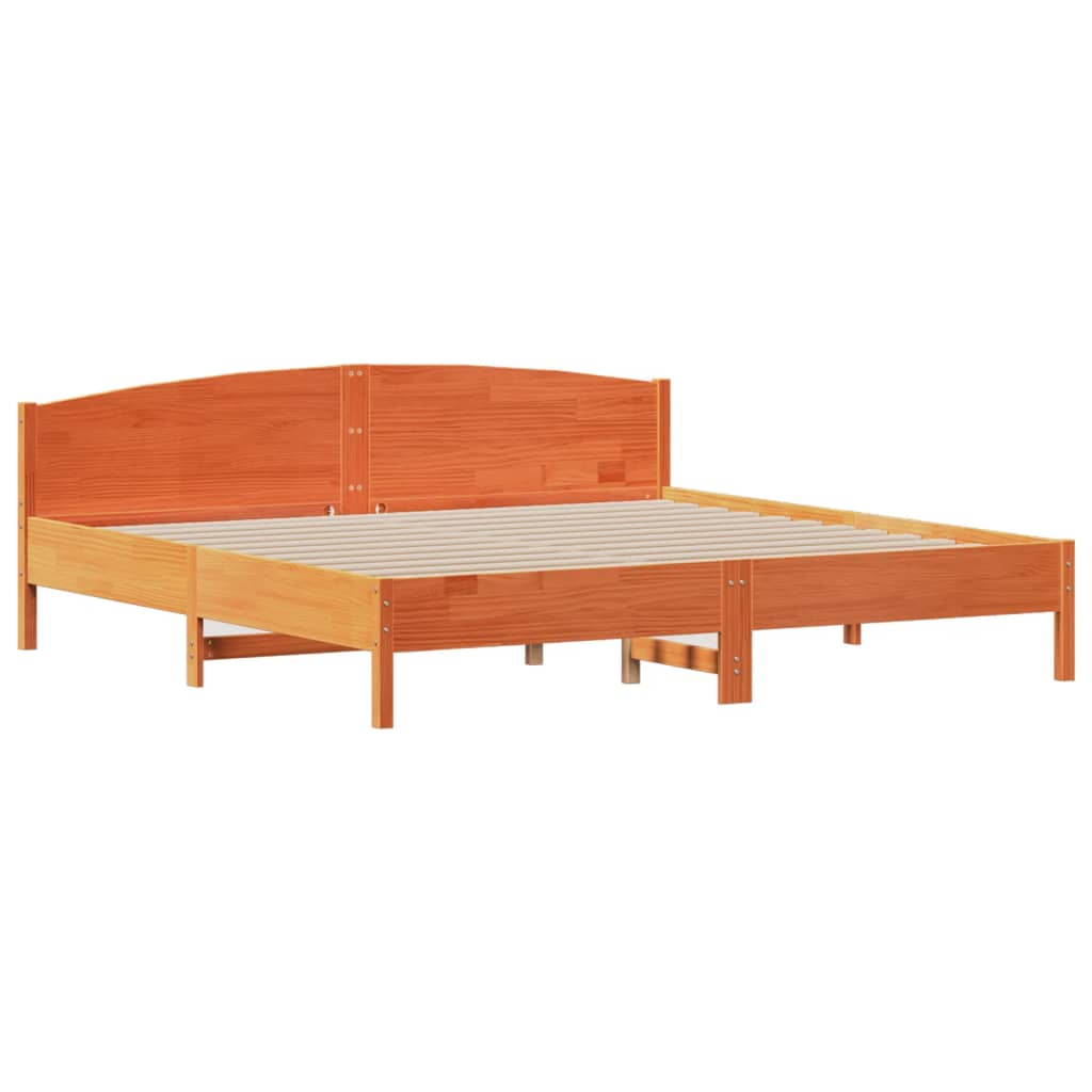 vidaXL Cama con estantería sin colchón madera maciza marrón 200x200 cm