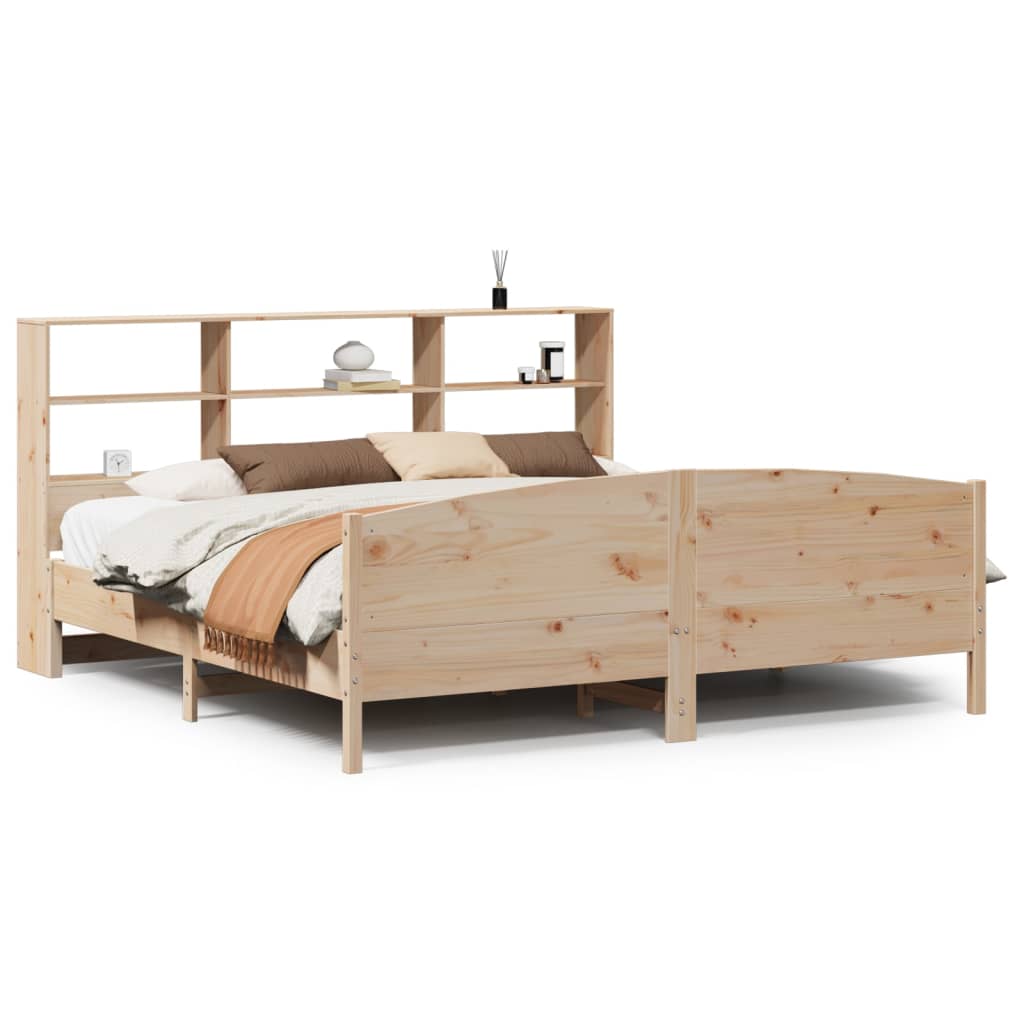 vidaXL Cama con estantería sin colchón madera maciza de pino 200x200cm