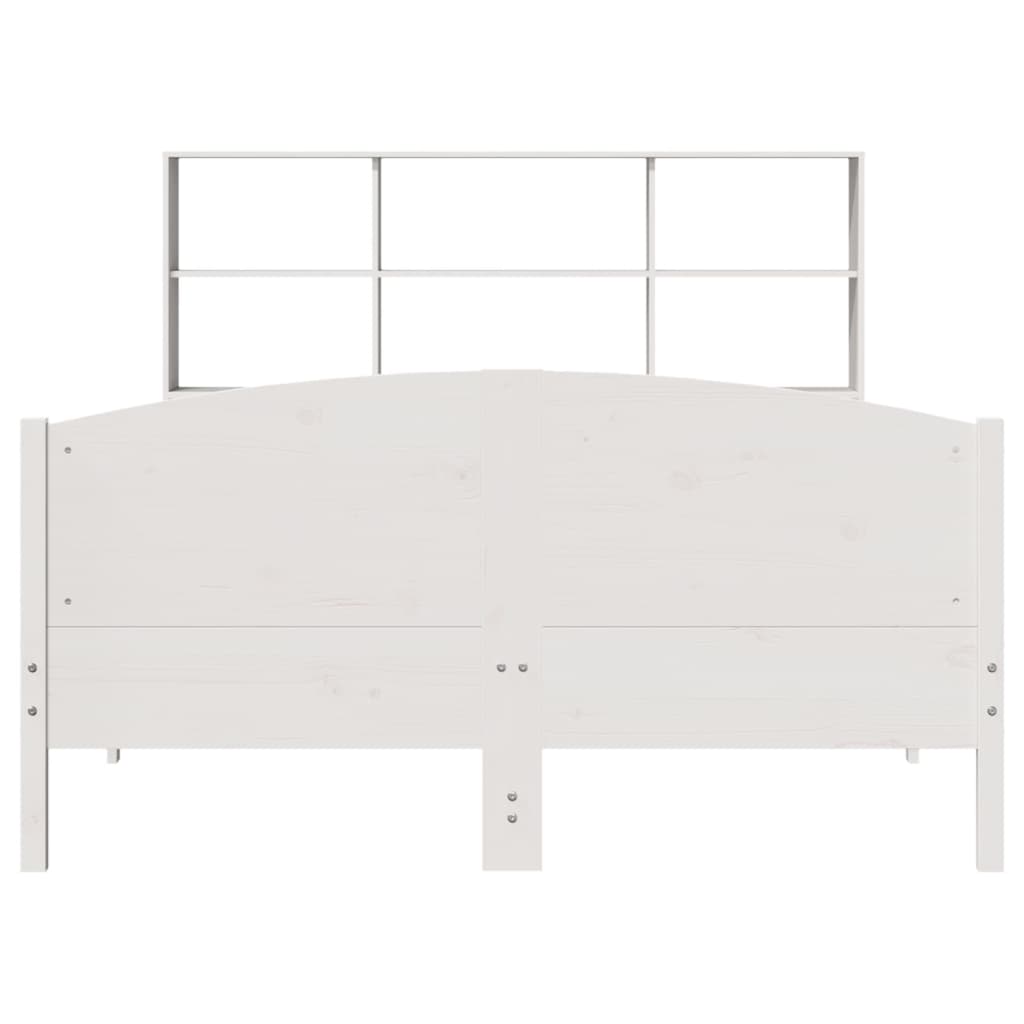 vidaXL Cama con estantería sin colchón madera maciza blanca 160x200 cm