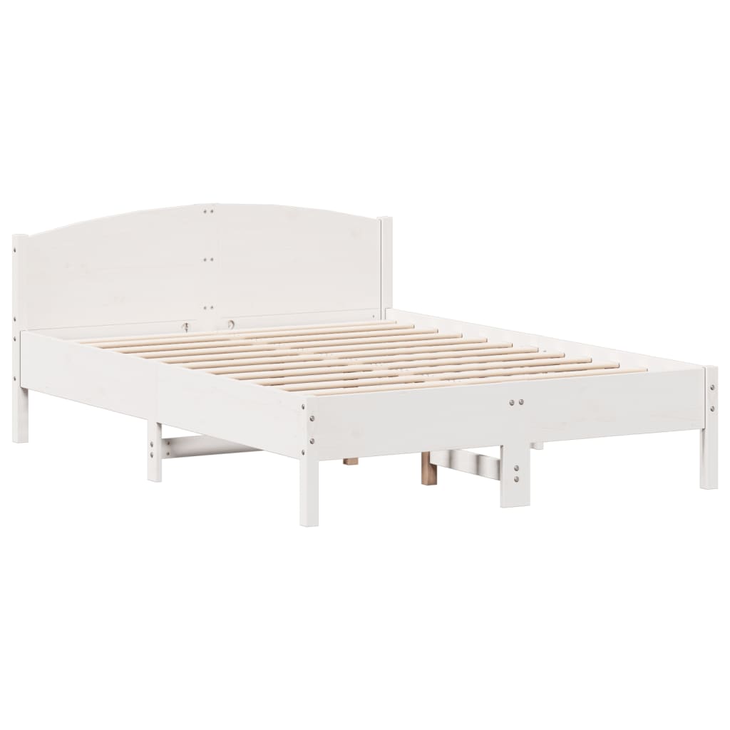 vidaXL Cama con estantería sin colchón madera maciza blanca 160x200 cm