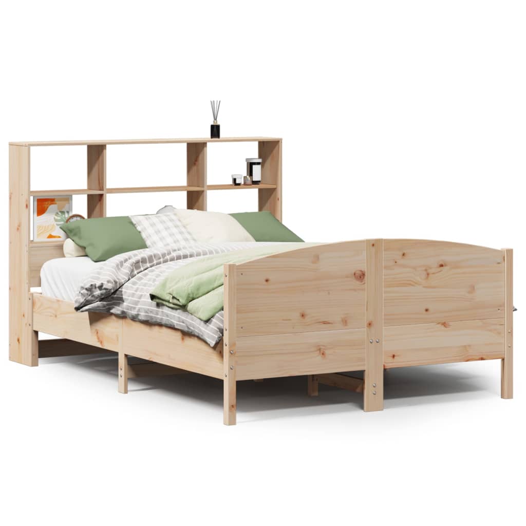 vidaXL Cama con estantería sin colchón madera maciza de pino 150x200cm