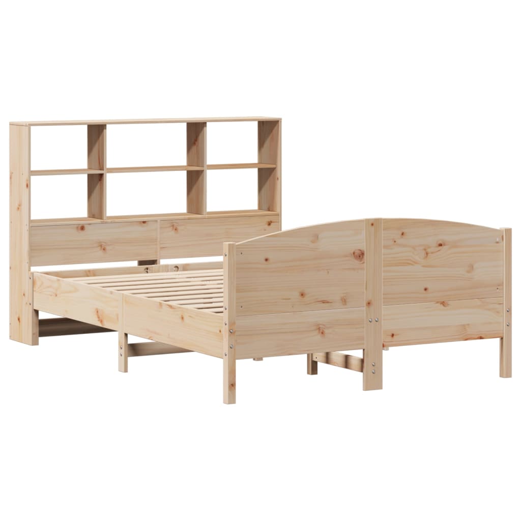 vidaXL Cama con estantería sin colchón madera maciza de pino 140x190cm