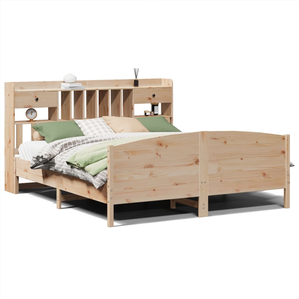 vidaXL Cama con estantería sin colchón madera maciza de pino 200x200cm