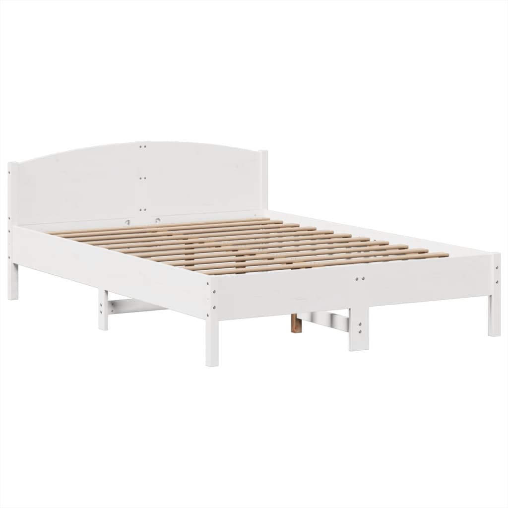 vidaXL Cama con estantería sin colchón madera maciza blanca 150x200 cm