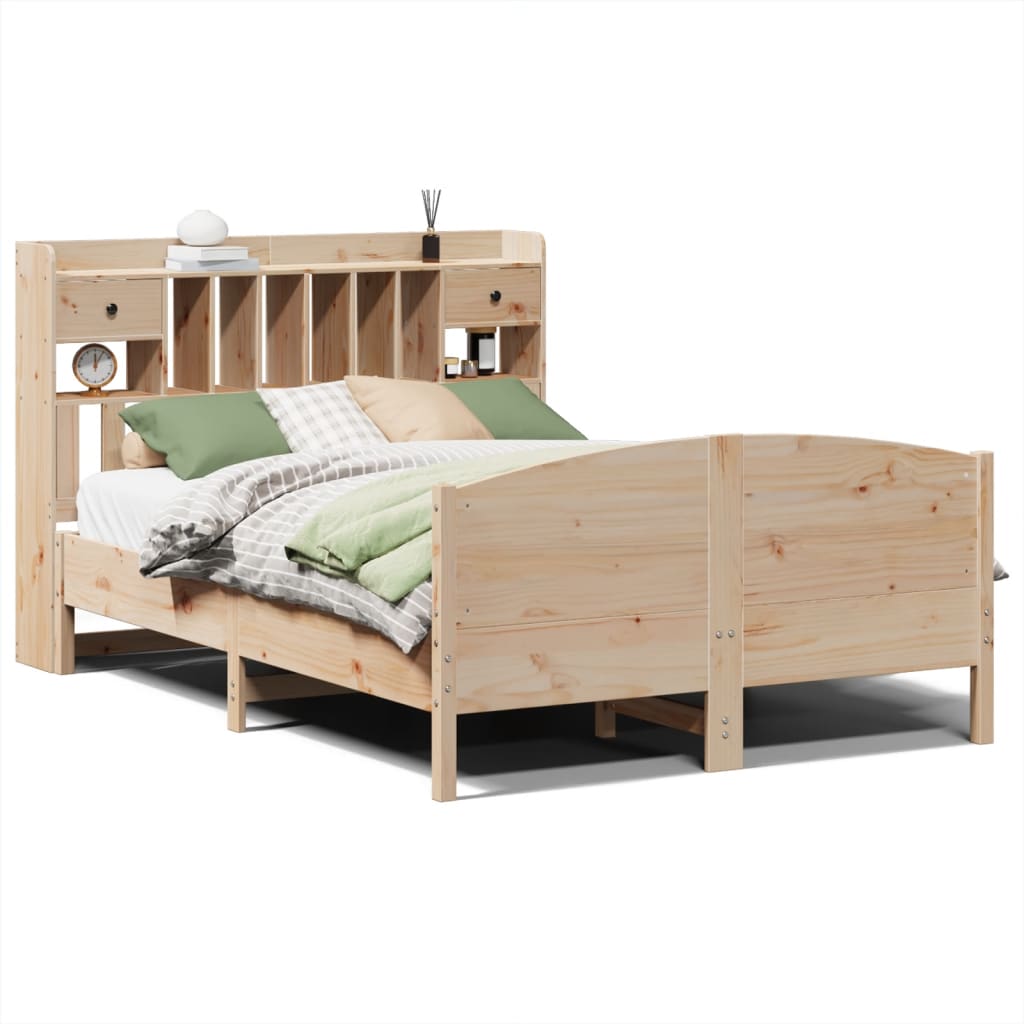 vidaXL Cama con estantería sin colchón madera maciza de pino 140x200cm