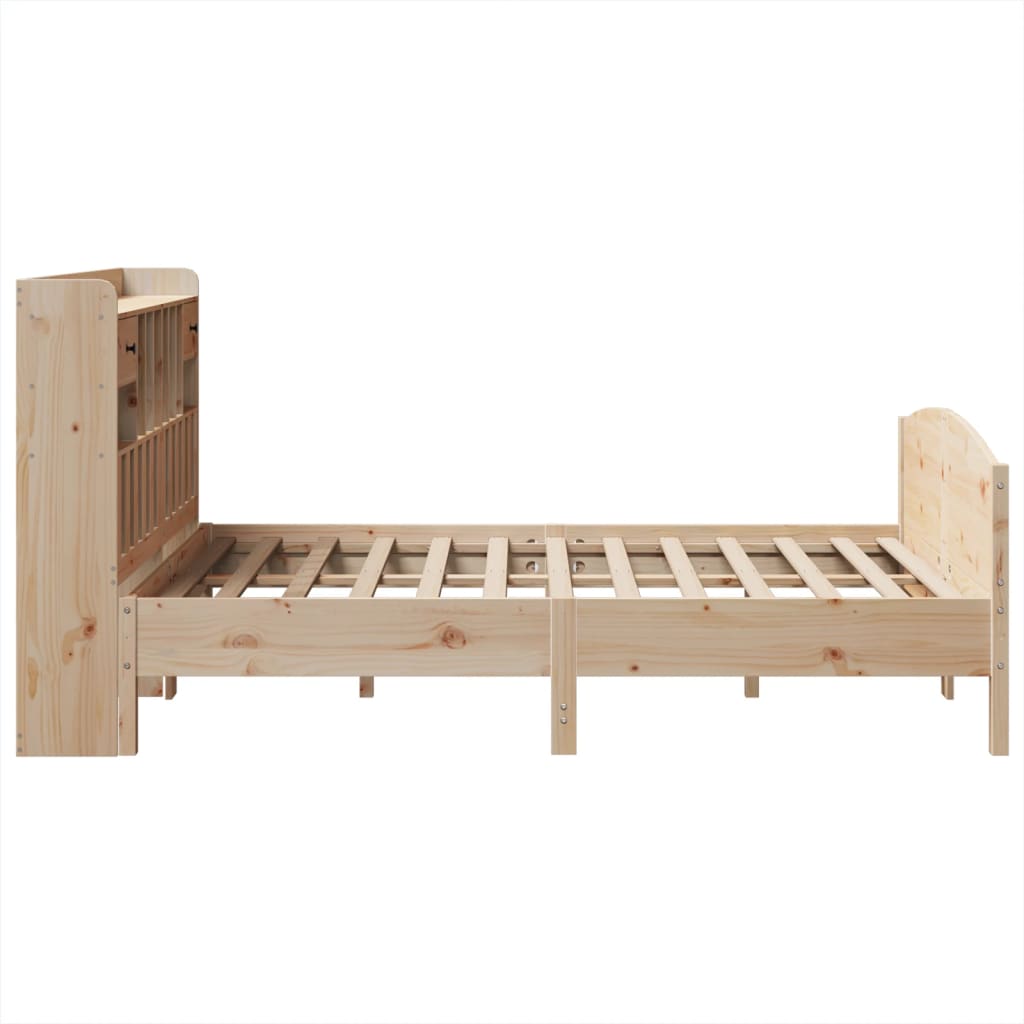 vidaXL Cama con estantería sin colchón madera maciza de pino 140x200cm