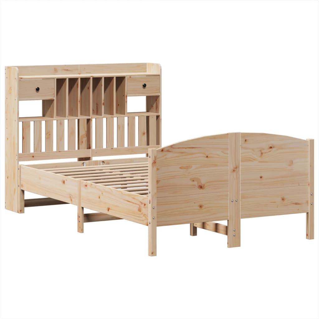 vidaXL Cama con estantería sin colchón madera maciza de pino 135x190cm