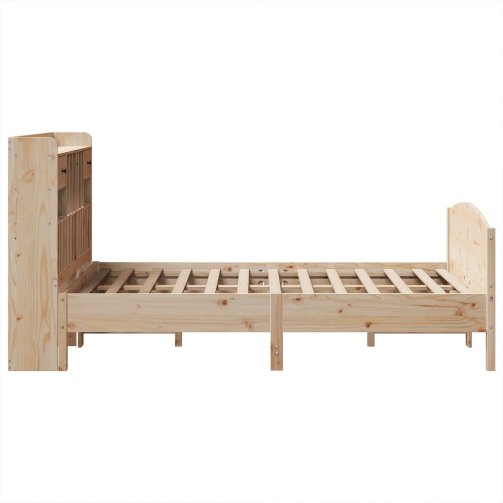 vidaXL Cama con estantería sin colchón madera maciza de pino 135x190cm