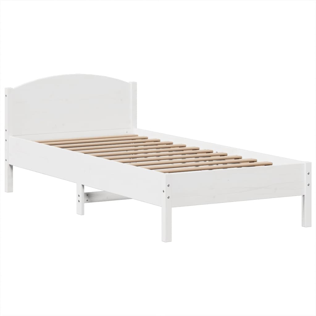 vidaXL Cama con estantería sin colchón madera maciza blanca 100x200 cm