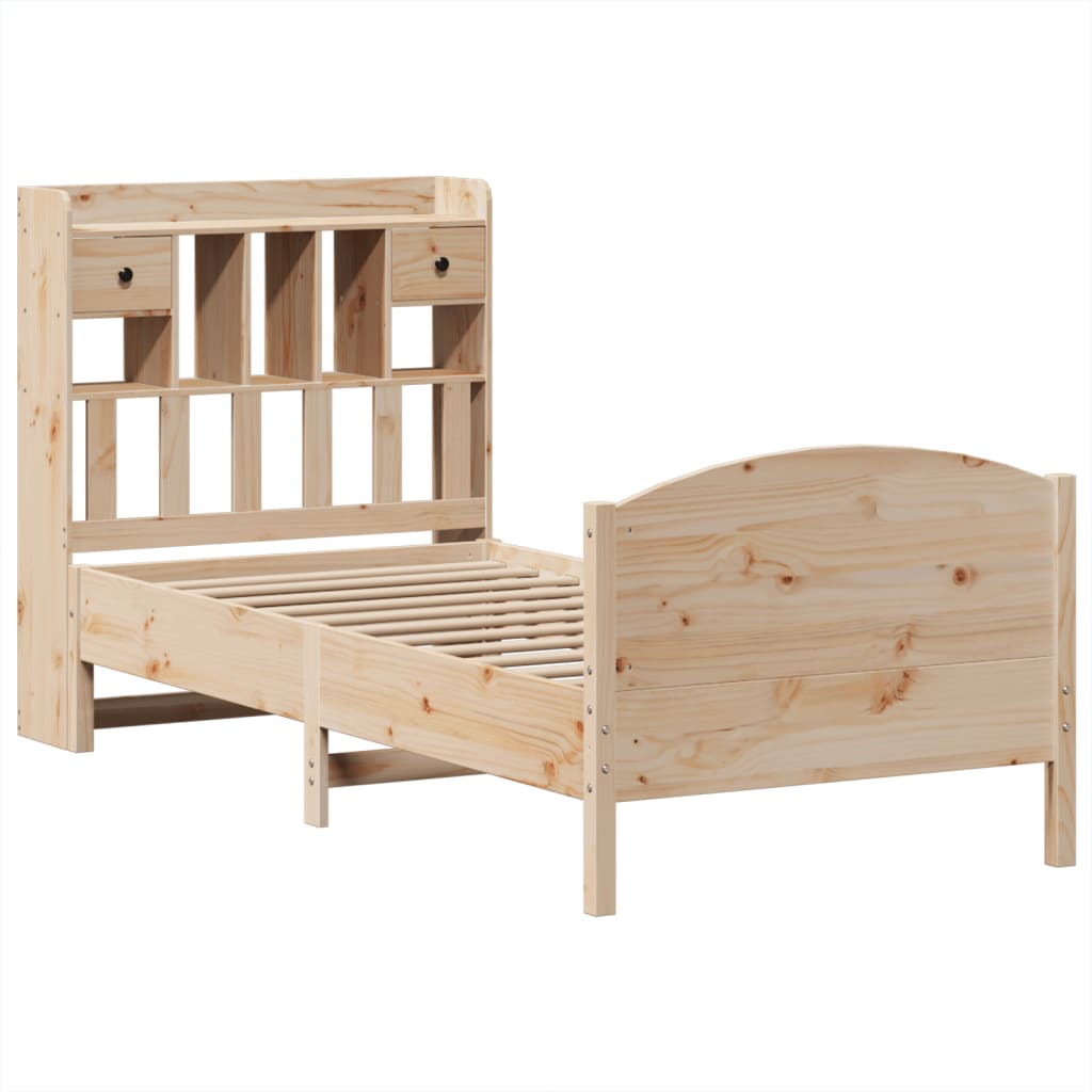 vidaXL Cama con estantería sin colchón madera maciza de pino 75x190 cm