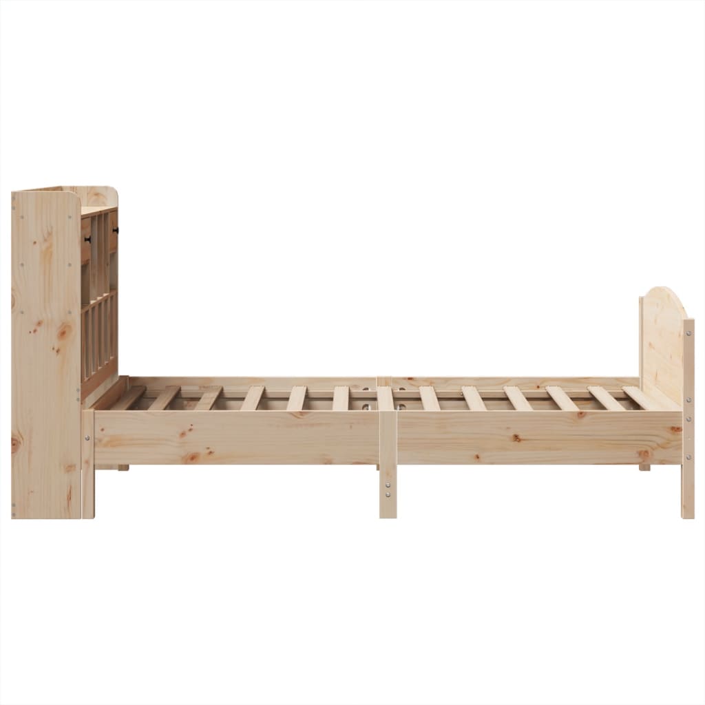 vidaXL Cama con estantería sin colchón madera maciza de pino 75x190 cm