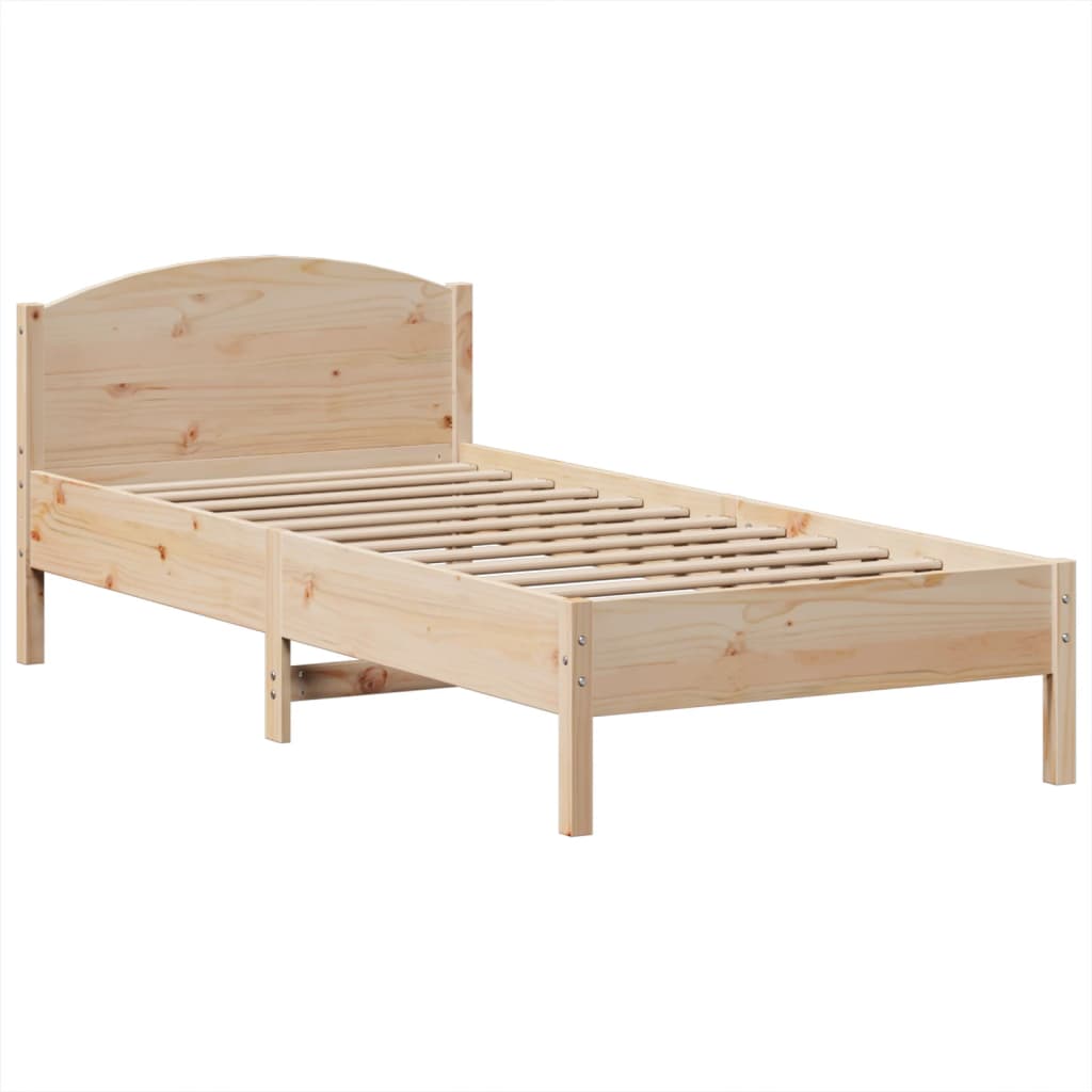 vidaXL Cama con estantería sin colchón madera maciza de pino 75x190 cm