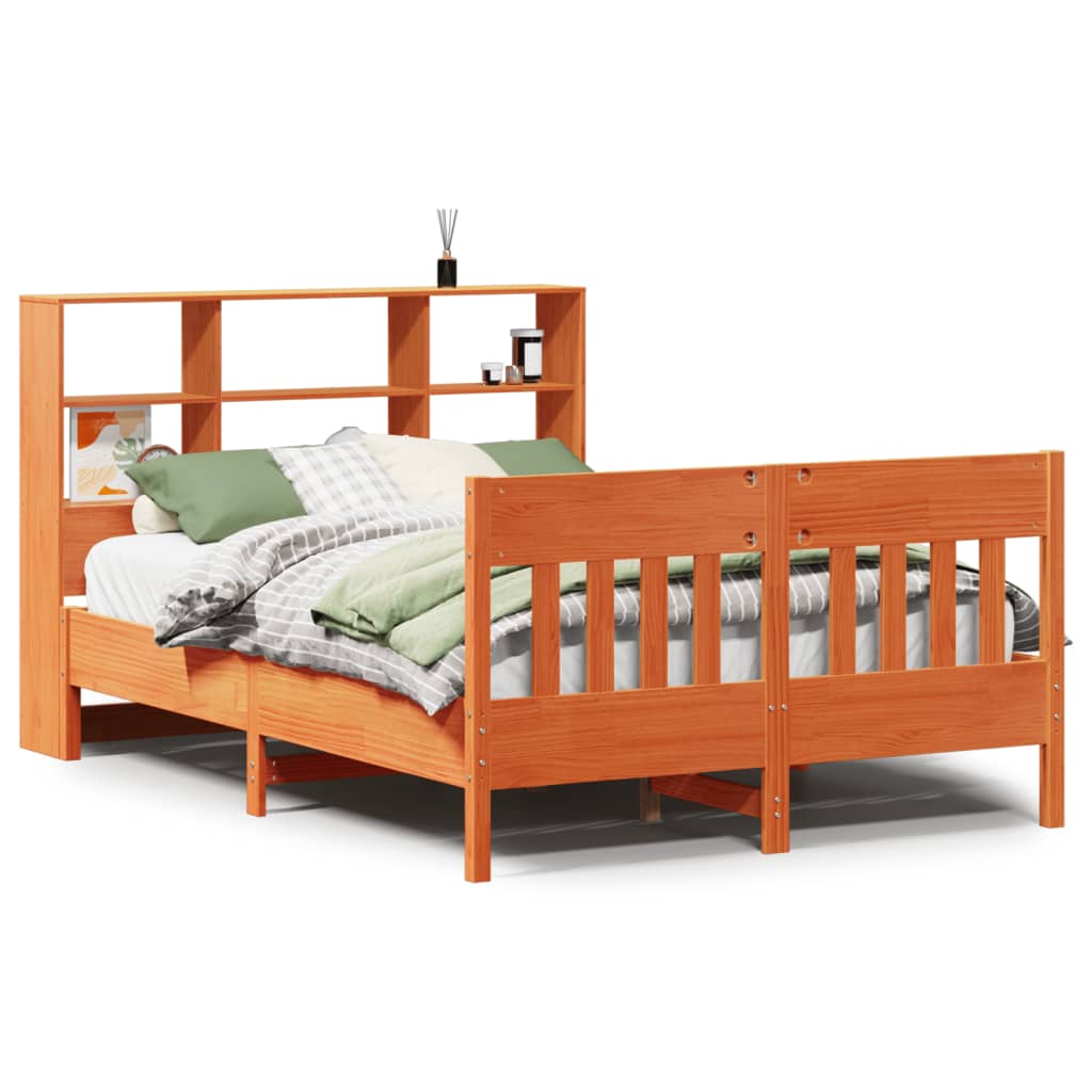 vidaXL Cama sin colchón madera maciza de pino marrón cera 140x200 cm