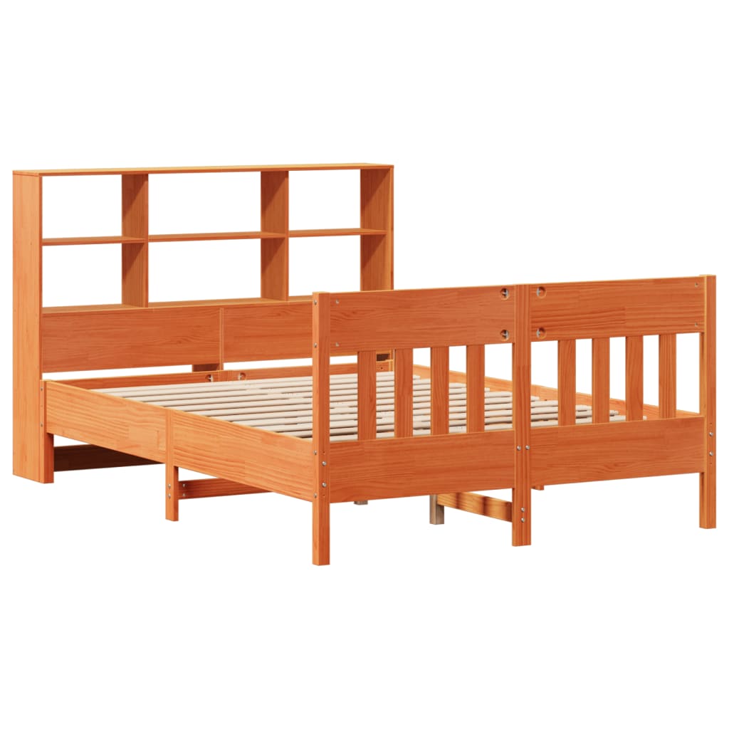 vidaXL Cama sin colchón madera maciza de pino marrón cera 140x200 cm