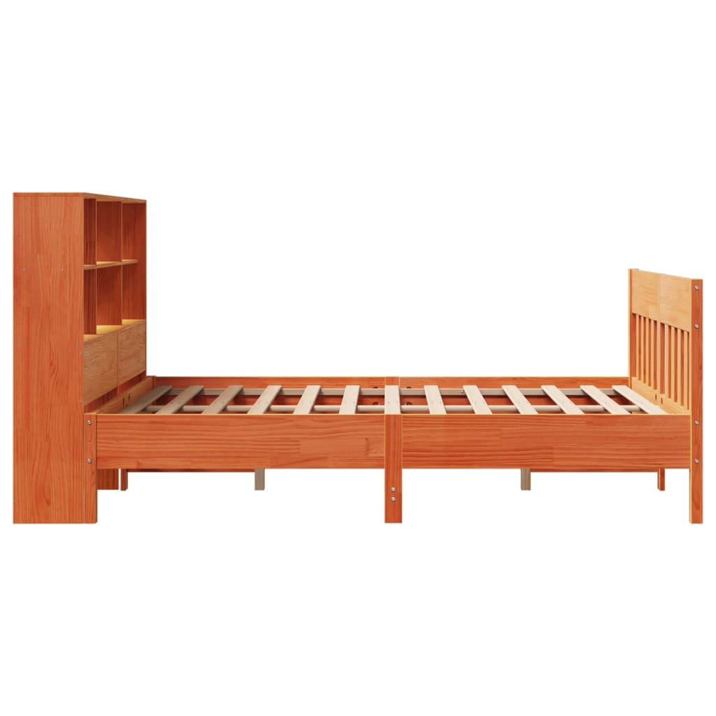 vidaXL Cama sin colchón madera maciza de pino marrón cera 140x200 cm