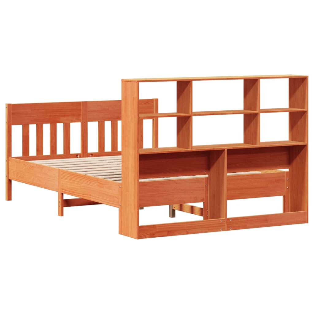 vidaXL Cama sin colchón madera maciza de pino marrón cera 140x200 cm