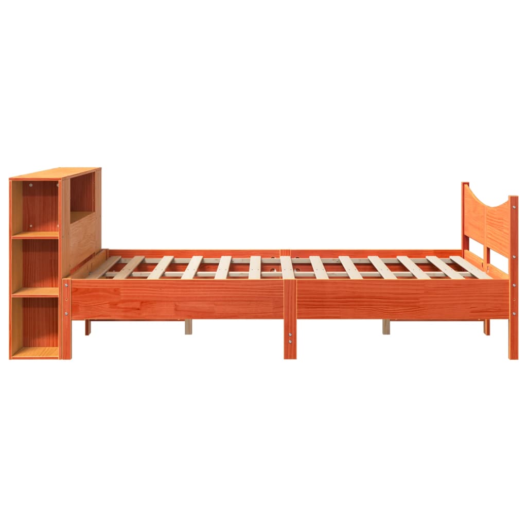 vidaXL Cama sin colchón madera maciza de pino marrón cera 140x190 cm