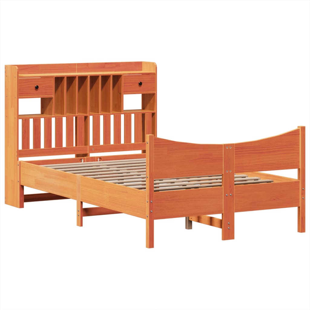 vidaXL Cama sin colchón madera maciza de pino marrón cera 120x200 cm