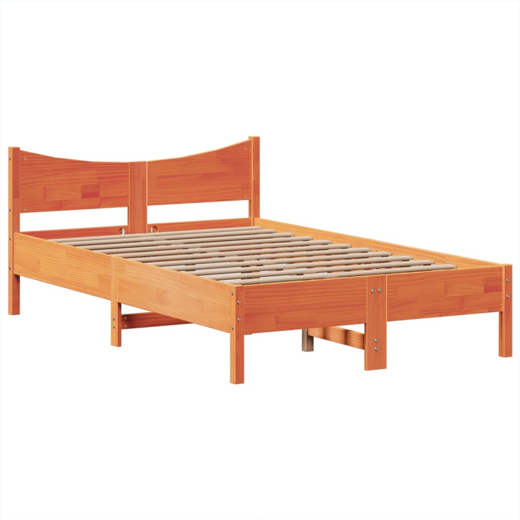 vidaXL Cama sin colchón madera maciza de pino marrón cera 120x200 cm