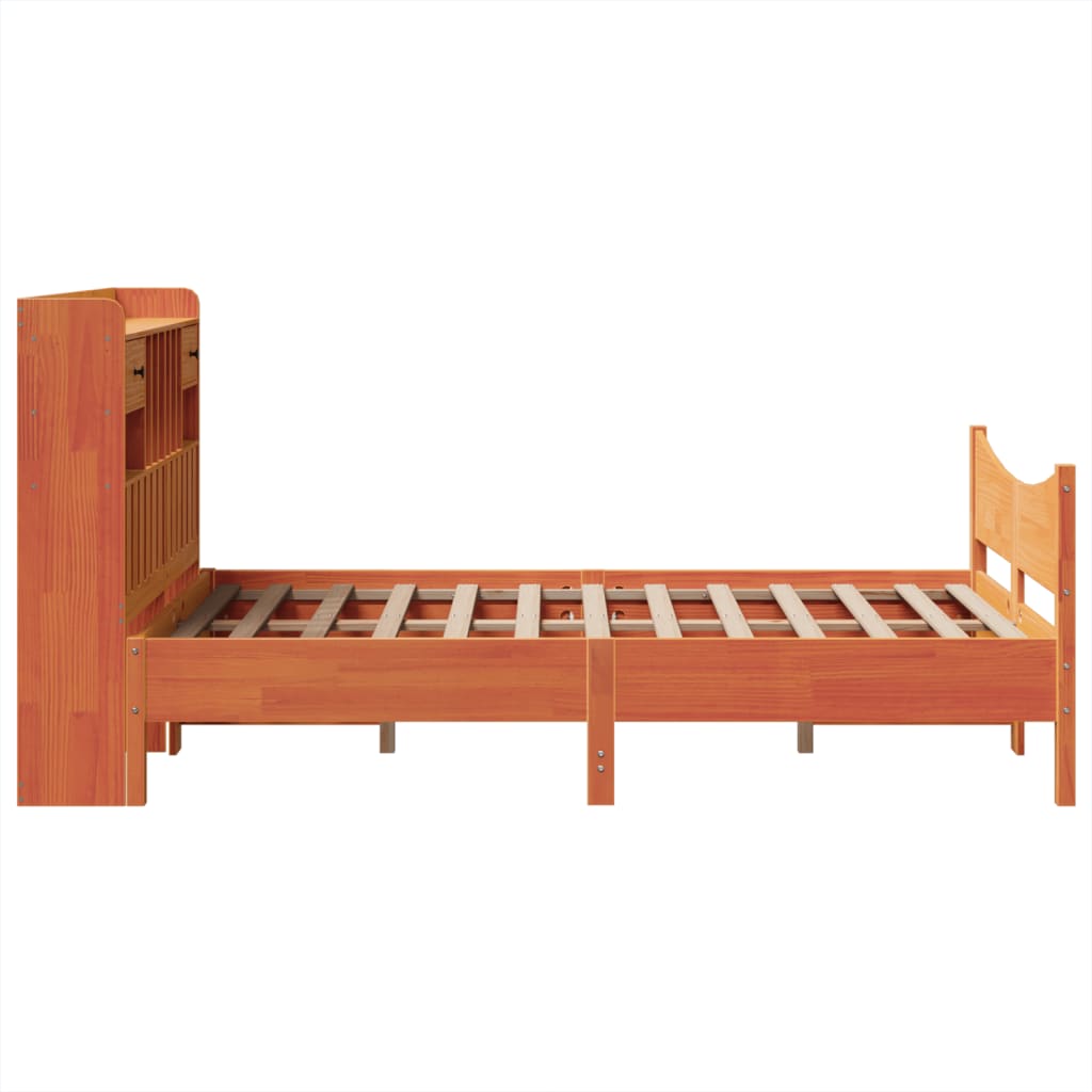 vidaXL Cama sin colchón madera maciza de pino marrón cera 120x200 cm