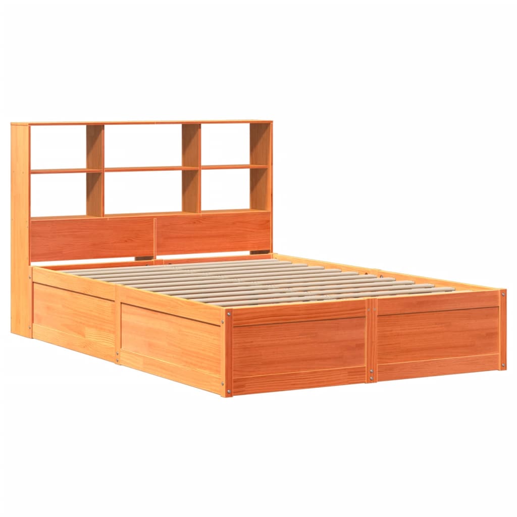 vidaXL Cama sin colchón madera maciza de pino marrón cera 120x200 cm