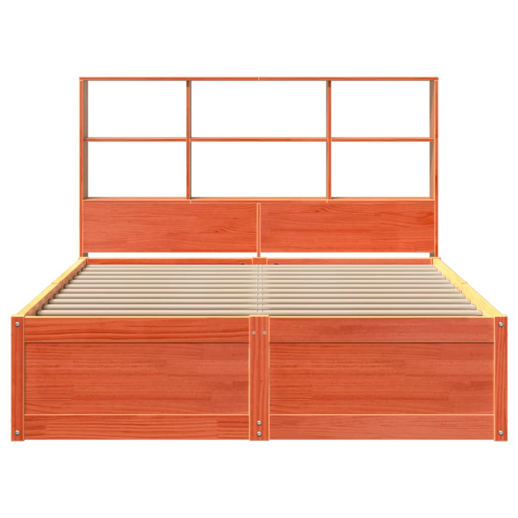 vidaXL Cama sin colchón madera maciza de pino marrón cera 120x200 cm