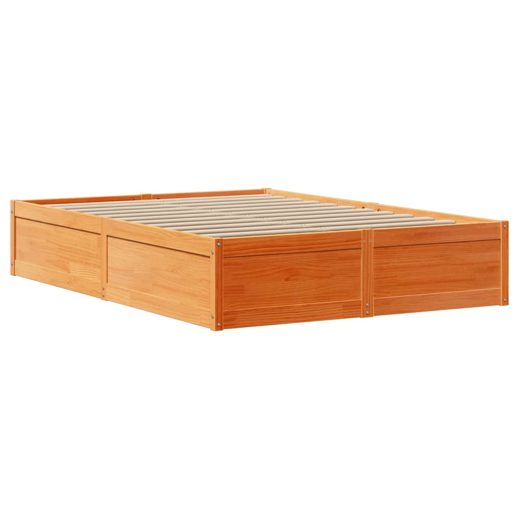 vidaXL Cama sin colchón madera maciza de pino marrón cera 120x200 cm