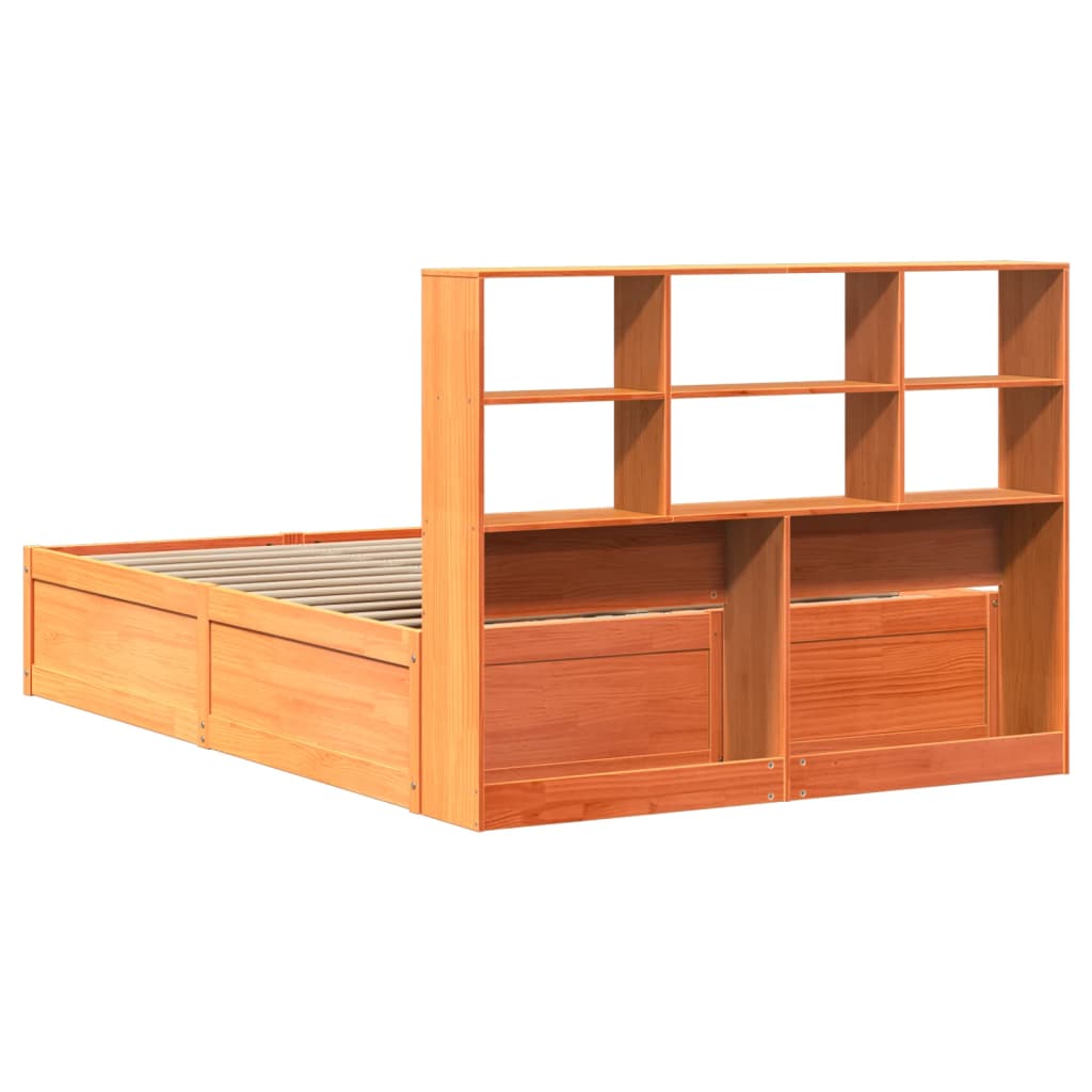 vidaXL Cama sin colchón madera maciza de pino marrón cera 120x200 cm