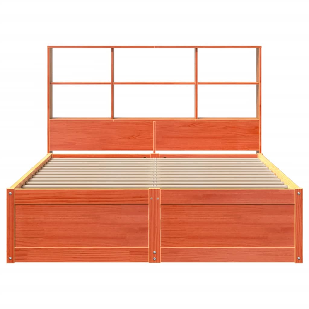 vidaXL Cama sin colchón madera maciza de pino marrón cera 140x190 cm