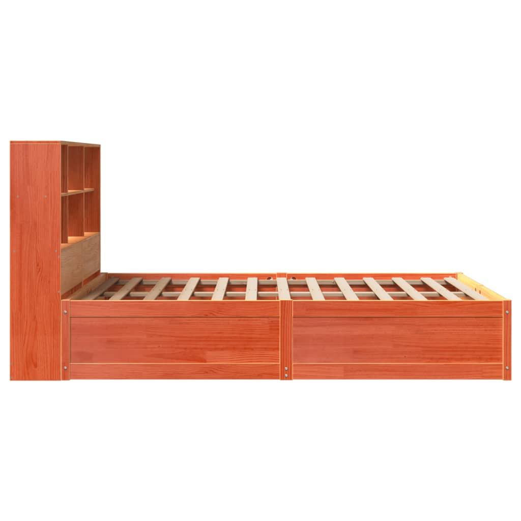 vidaXL Cama sin colchón madera maciza de pino marrón cera 140x190 cm