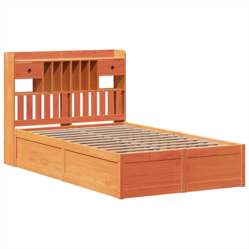 vidaXL Cama sin colchón madera maciza de pino marrón cera 120x200 cm